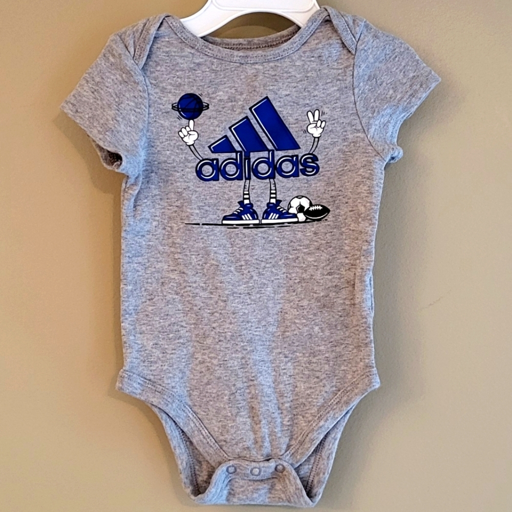 Adidas grey short sleeve onesie/bodysuit